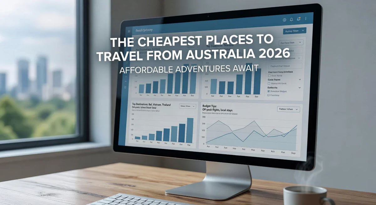 Professional header image for list-based article: The Cheapest Places to Travel from Australia 2026